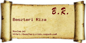 Beszteri Riza névjegykártya